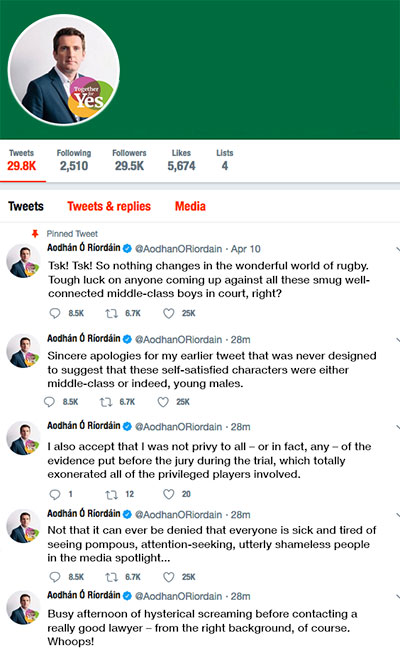 Aodhan O'Riordain tweet