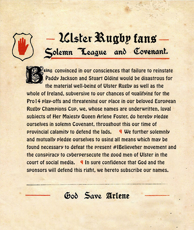 Ulster Rugby Coveneant
