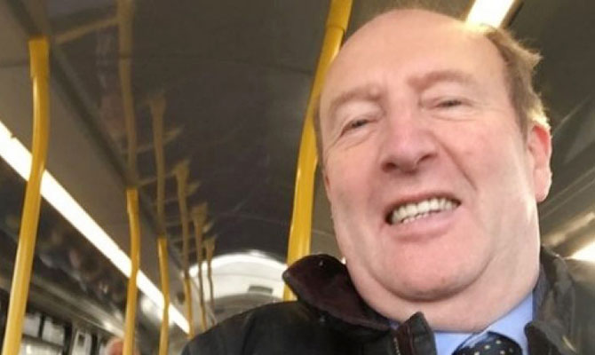 Shane Ross on bus