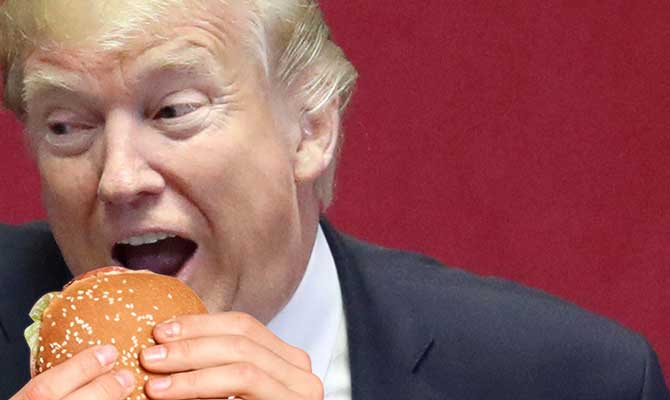 Trump eating burger