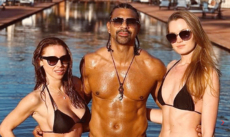 Una Healy (left), David Haye and Sian Osborne